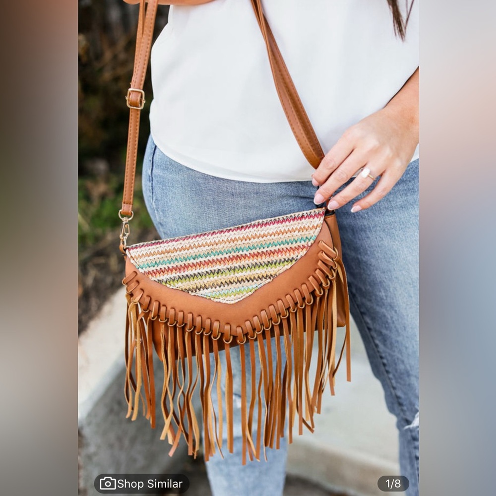 Brown Fringe Crossbody Bag
